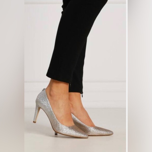 MICHAEL KORS DOROTHY SILVER GOLD ombre DEGRADÉ GLITTER flex pump heels size 10 - Picture 3 of 14